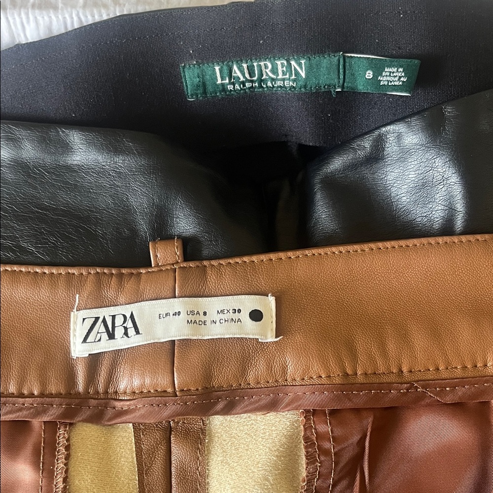 Faux leather pants -- Lauren and Zara sz 8 -- 2 pairs for just $22!!